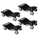 Garvee Lot de 4 Chariots de Déplacement Auto 2 722 kg, 680 kg par Unité, Acier Renforcé, Roues 360° avec Freins, Surface Antidérapante 4 mm, Noir - rouge