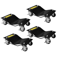 Garvee Lot de 4 Chariots de Déplacement Auto 2 722 kg, 680 kg par Unité, Acier Renforcé, Roues 360° avec Freins, Surface Antidérapante 4 mm, Noir