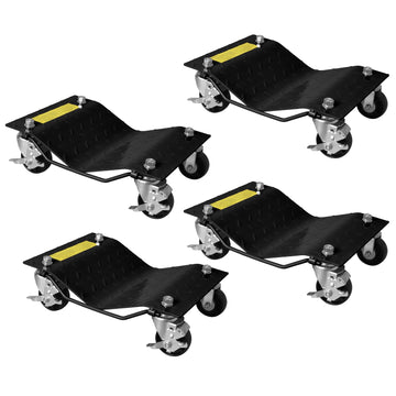 Garvee Lot de 4 Chariots de Déplacement Auto 2 722 kg, 680 kg par Unité, Acier Renforcé, Roues 360° avec Freins, Surface Antidérapante 4 mm, Noir