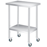 Garvee Table de Préparation en Acier Inoxydable 45,7 x 61 cm, Mobilité Verrouillable, Étagère Réglable, Charge Lourde, Cuisine, Restaurant