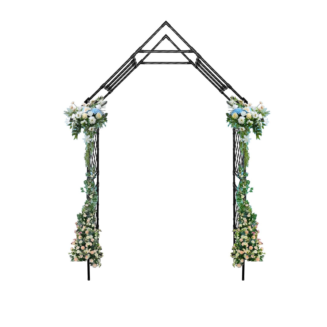 Arche de jardin en métal Garvee, treillis 2,40 m x 1,20 m, structure en fer robuste et résistante aux intempéries, style vintage, pour jardin, mariage et terrasse