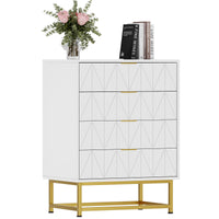 Garvee commode à 4 tiroirs avec grand espace de rangement, en MDF, pieds en métal doré, idéale pour la chambre et l'entrée, robuste et résistante aux rayures