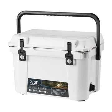 Glacière rigide portable Garvee de 25 pintes avec poignée et tuyau de drainage pour le camping et la pêche, isolée, en PE, bleue