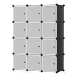 Garvee Meuble De Rangement 12 Cubes Plastique Métal Noir Pour Maison Et Bureau Compact Durable - 