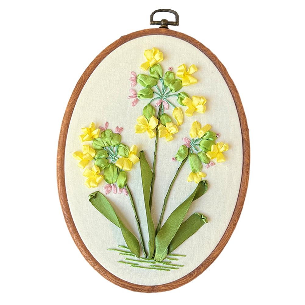 Kit de broderie Garvee pour débutants avec motif floral 3D, kit de broderie à faire soi-même comprenant tissu, tambour, fils et aiguilles, taille unique, multicolore