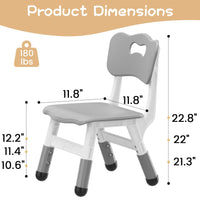 Chaise enfant Garvee, réglable en hauteur (3 niveaux), en plastique robuste, pour garçons et filles, grise, lot de 2, pour la maison et l'école