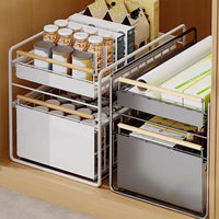 Garvee organiseur de tiroir à 2 niveaux, 39 × 28 × 40 cm, argent, système de rangement gain de place pour la cuisine et la salle de bain