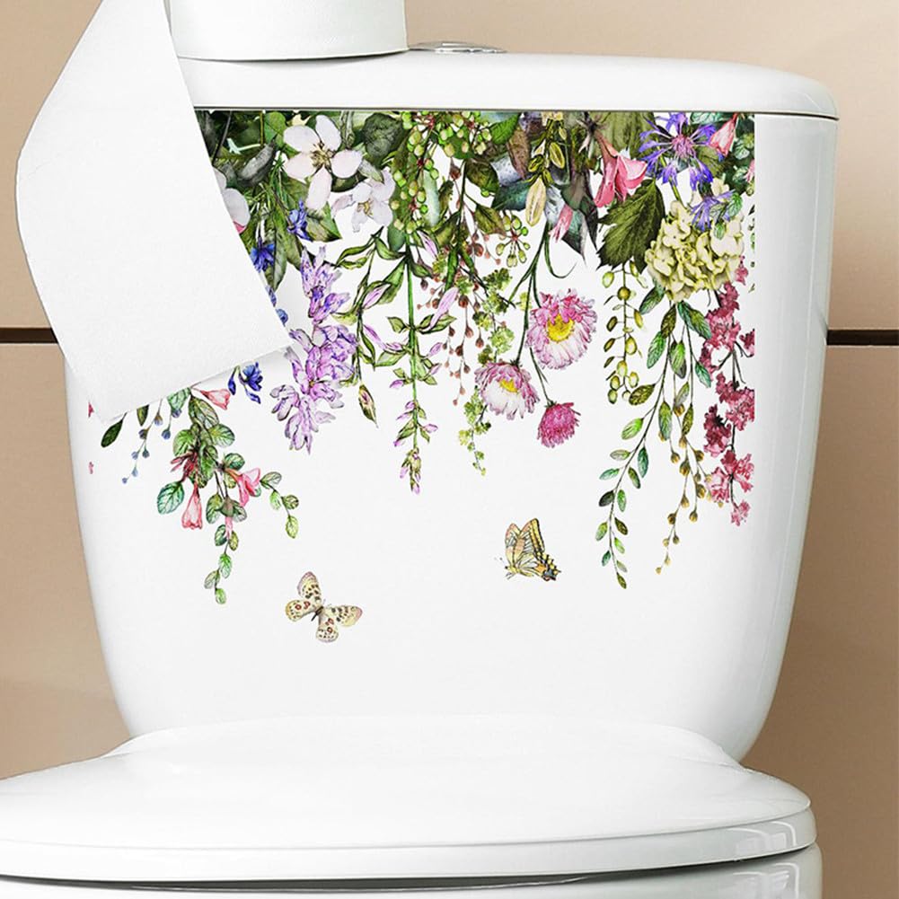 Garvee Autocollants pour siège de toilette, motif feuilles vertes, 29 x 22 cm, pour salle de bain