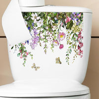 Garvee Autocollants pour siège de toilette, motif feuilles vertes, 29 x 22 cm, pour salle de bain