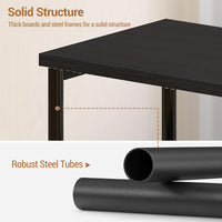 Table d'appoint Garvee à 3 niveaux avec structure en métal pour salon et chambre, design rustique, structure robuste en acier, noire