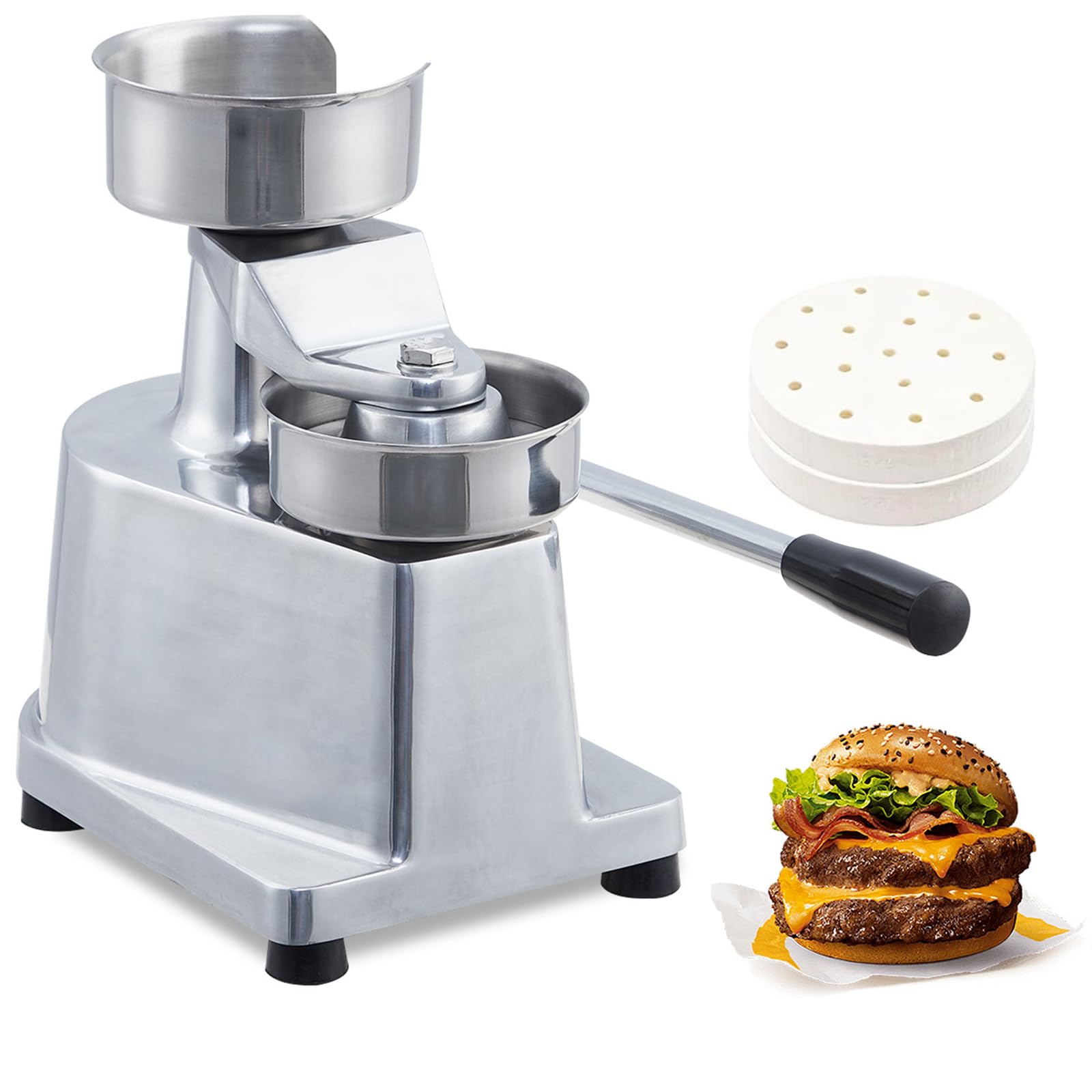 Machine à galettes de hamburgers Garvee, 12,7 cm (5 pouces), en alliage d'aluminium, usage professionnel pour restaurants et food trucks, 500 feuilles de papier à galettes, antirouille.
