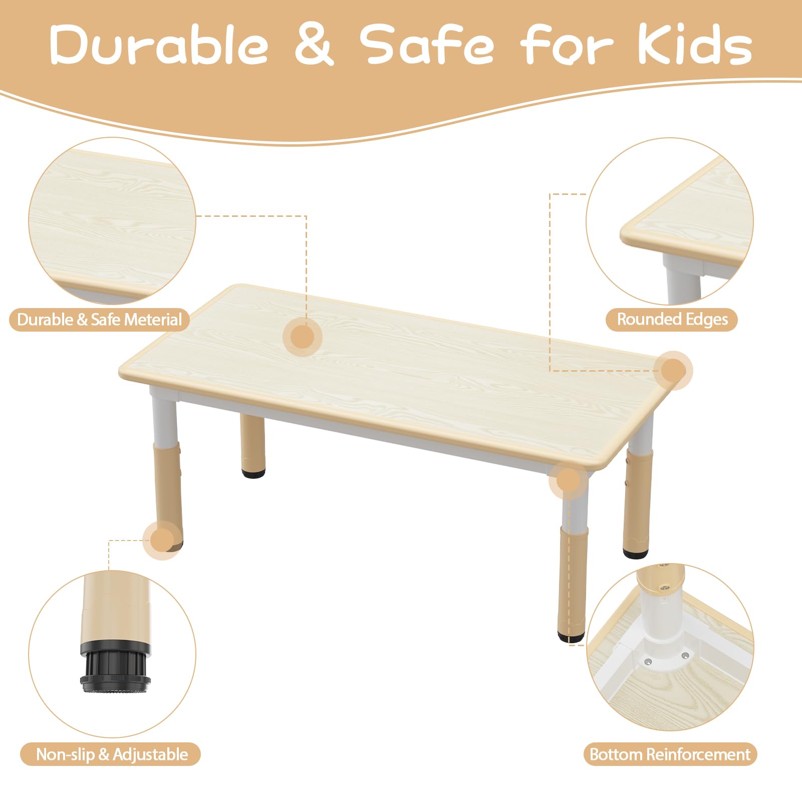 Ensemble table et 4 chaises pour enfants Garvee, hauteur réglable, plateau à motifs graffiti, pieds antidérapants, table d'activités artistiques et manuelles pour la maison et la garderie