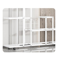 Étagère d'angle à roulettes Garvee pour plantes, en fer robuste et imperméable, idéale pour le salon et le balcon. Plusieurs niveaux, couleur noire.