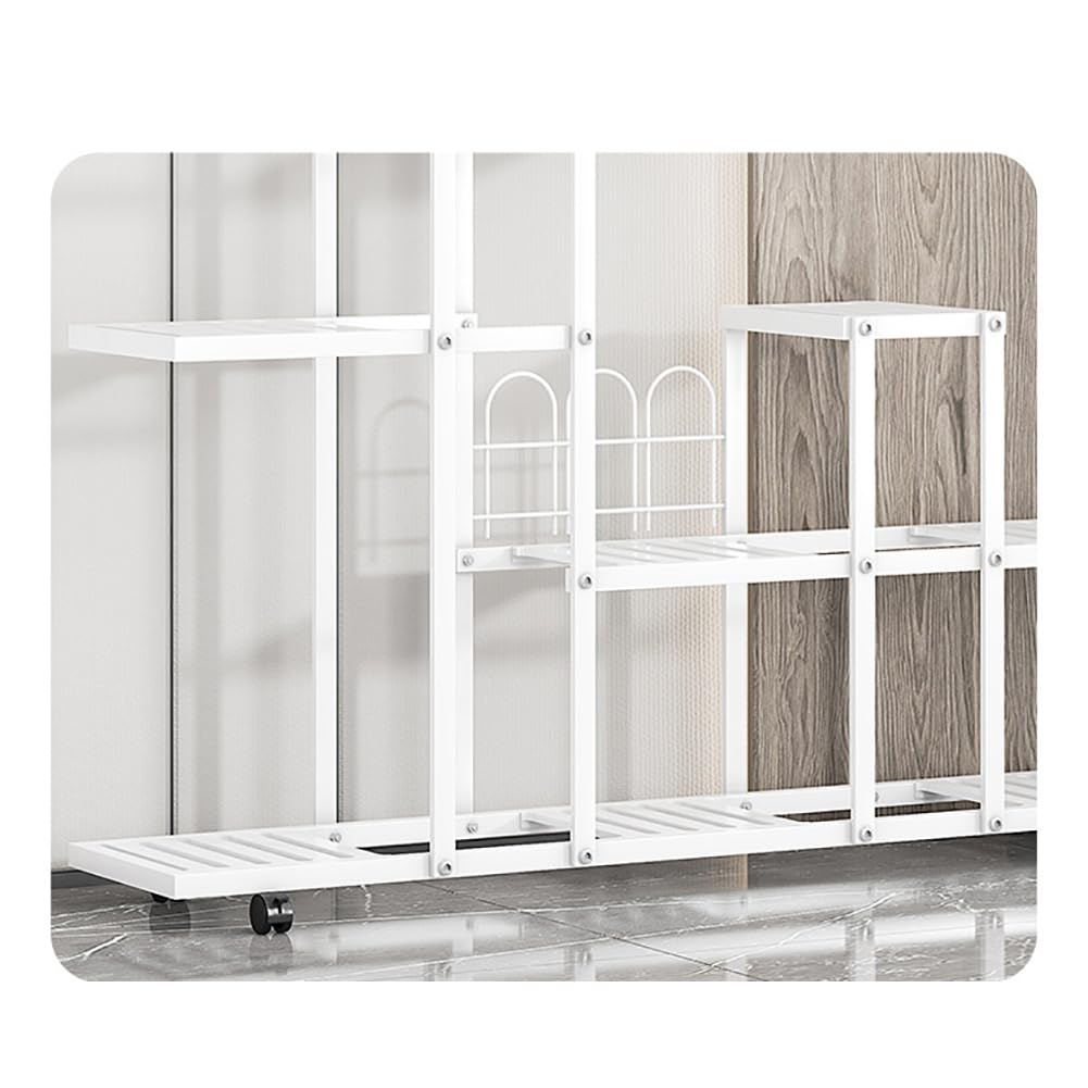 Étagère d'angle à roulettes Garvee pour plantes, à plusieurs niveaux, structure robuste en fer, idéale pour le salon, le balcon ou le jardin. Étanche et stable, couleur noire.