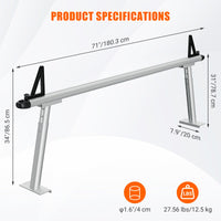 Porte-échelle en aluminium Garvee pour camionnette, capacité de 363 kg (800 lb), réglable de 43 à 74 cm (17 à 29 po), revêtement en poudre noir, pour camionnette, kayak, planche de surf