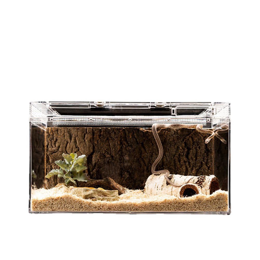 Cachette en résine Garvee pour reptiles, décoration d'aquarium, taille M, aspect bois, marron