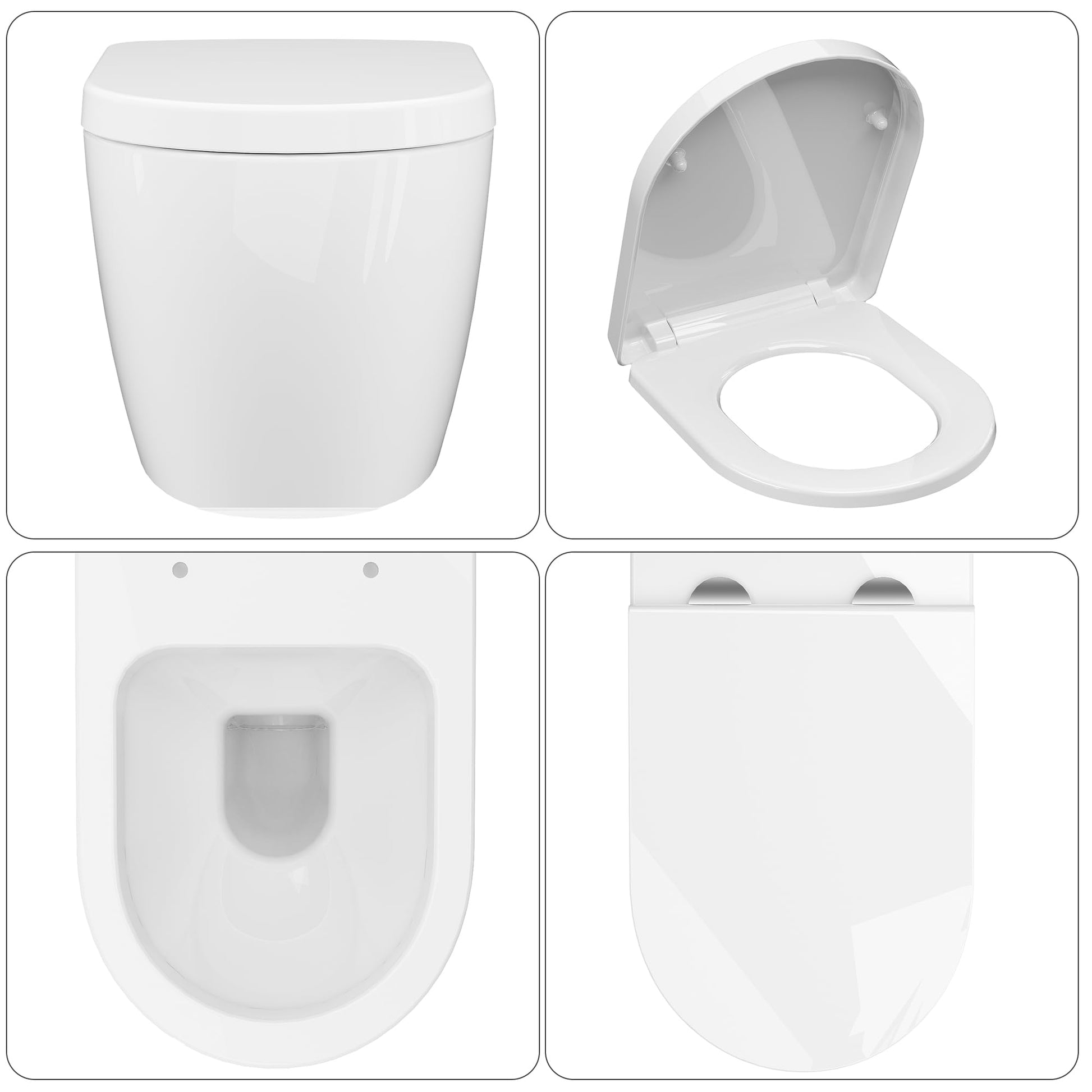 GARVEE WC Sospeso Senza Bordi WC suspendu en céramique forme D 55,5 cm blanc couvercle automatique