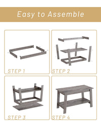 Garvee table basse industrielle 80 cm à 2 niveaux, bois rustique gris, idéale pour le salon et la chambre, gain de place et stable