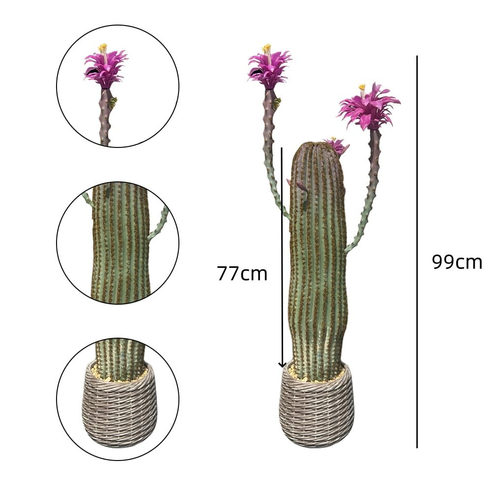 Cactus artificiel Garvee de 109 cm (43 pouces), réaliste et facile d'entretien, en polyéthylène, pot blanc, pour la maison et le bureau.