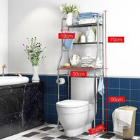 Armoire de rangement Garvee en acier inoxydable à poser au-dessus des toilettes, avec 3 étagères, porte-papier toilette, crochets, autoportante, gain de place pour salles de bains