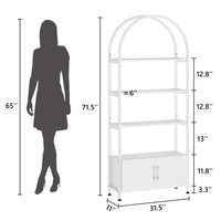 Bibliothèque moderne Garvee à 4 niveaux avec portes, structure en métal, pour bureau et salon, hauteur 182 cm, blanche