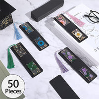 Garvee Lot de 50 pochettes porte-marque-pages en papier kraft noir 4,5 x 15 cm, robustes et polyvalentes, pour les amoureux des livres