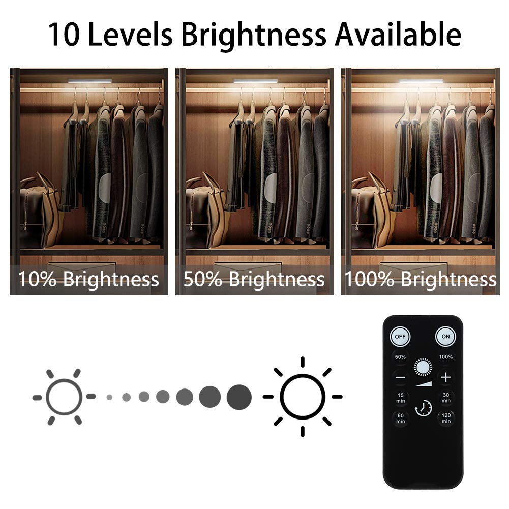 Lot de 3 lampes rechargeables Garvee pour sous-meubles avec télécommande, pour cuisine et placards, 140 lm, intensité variable, magnétiques, blanches