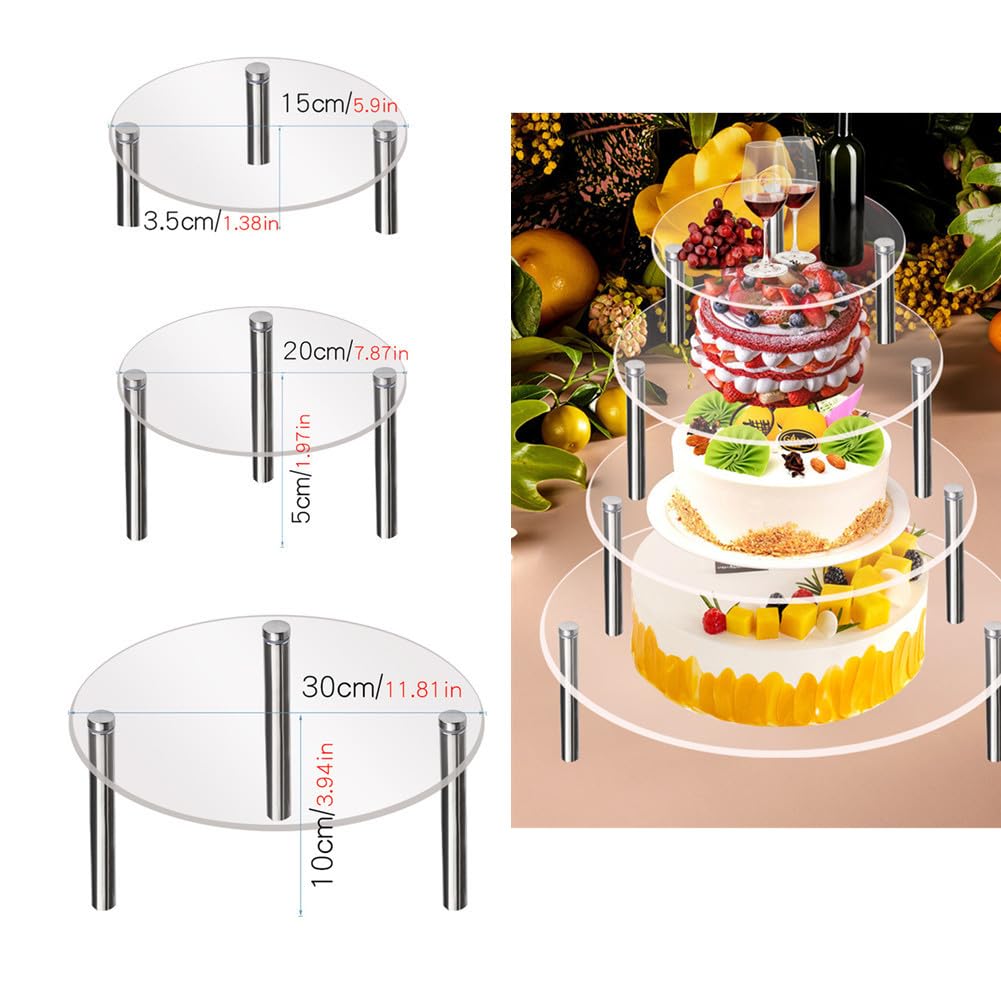 Présentoir à gâteaux Garvee 20,3 cm transparent avec pieds en métal, réutilisable et résistant à la chaleur, pour gâteaux et amuse-bouche, 115 x 20 x 30 cm