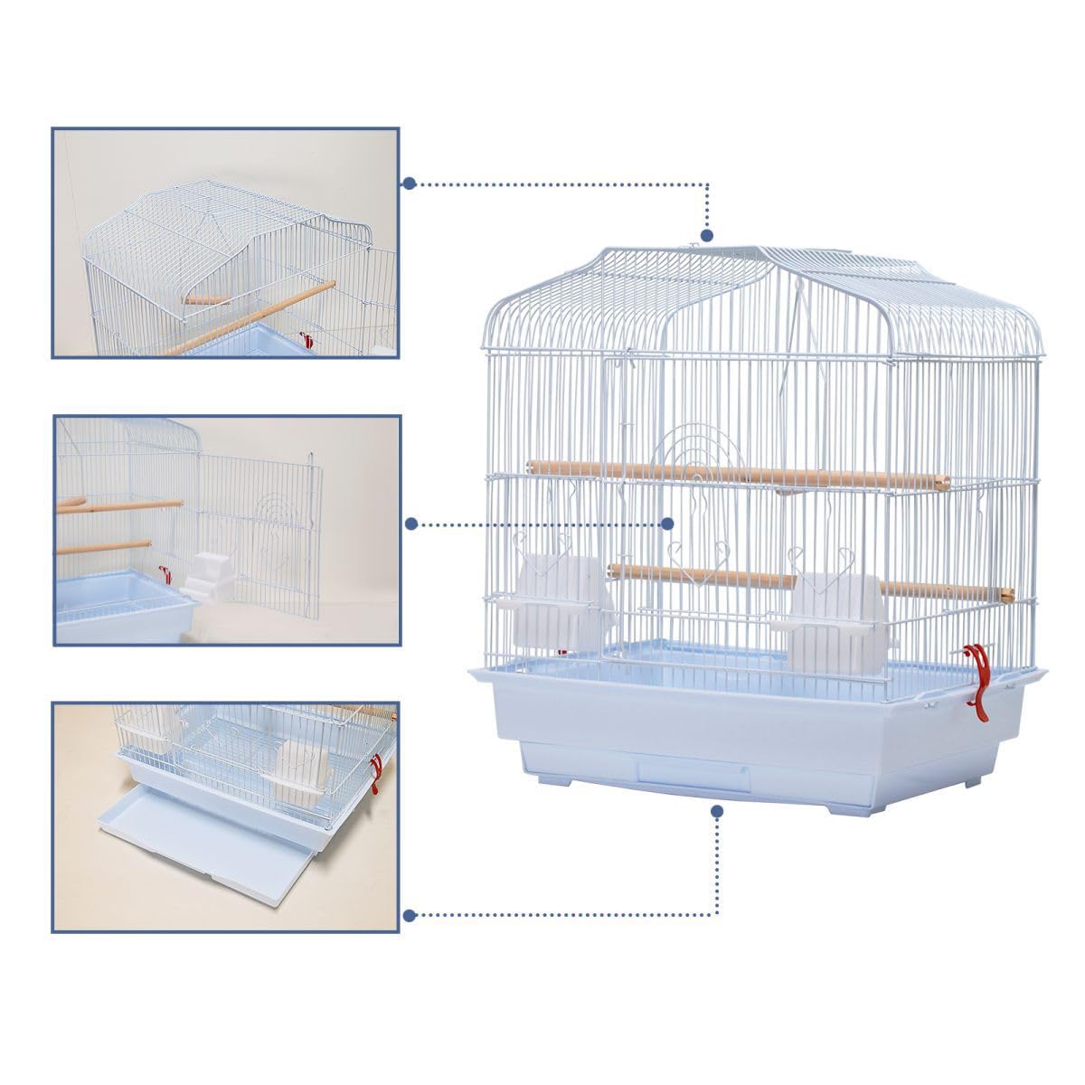 Cage de transport Garvee pour petits oiseaux avec structure métallique, portable, facile à nettoyer, pour canaris et perruches ondulées