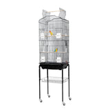 Cage à oiseaux Garvee avec plateforme de jeu, support à roulettes amovible, en métal, pour usage domestique et commercial, grand modèle, argentée