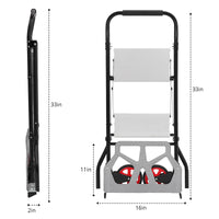 Échelle pliante et chariot Garvee 2 en 1 en aluminium, capacité de 100 kg, roues pliables, pédales antidérapantes, portable et léger, idéal pour la maison et la cuisine.