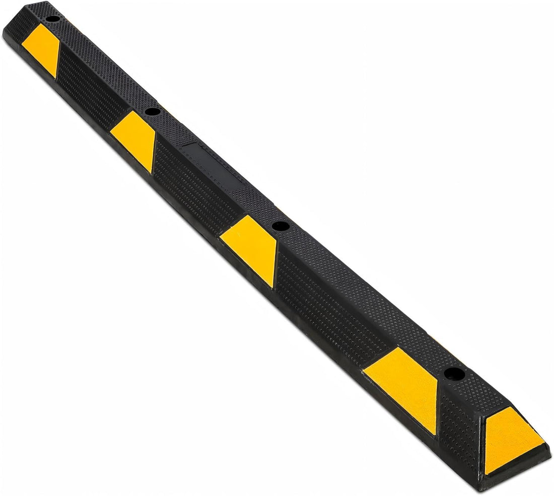 Frein de stationnement robuste en caoutchouc Garvee, 183 cm (72 pouces), capacité de charge de 25 000 kg (55 000 lb), bandes réfléchissantes, matériau résistant, base antidérapante, pour garages et allées.