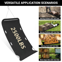 Traîneau de jardin robuste Garvee 47 x 110 po, PEHD, capacité de 2500 lb, sangle de traction, poignées d'angle, pour l'agriculture et l'entretien des pelouses, noir
