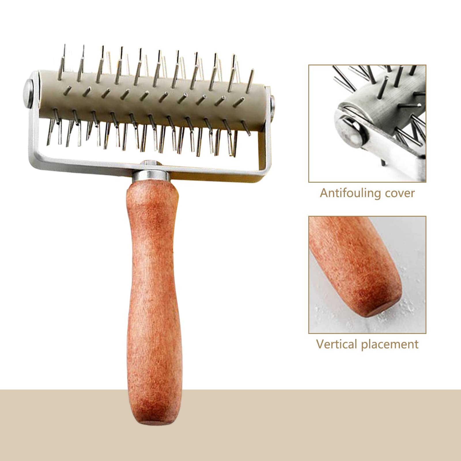 Garvee, emporte-pièce à pizza en acier inoxydable avec manche en bois, pour pizzerias et boulangeries, 20,5 x 13,3 x 5 cm, argent.