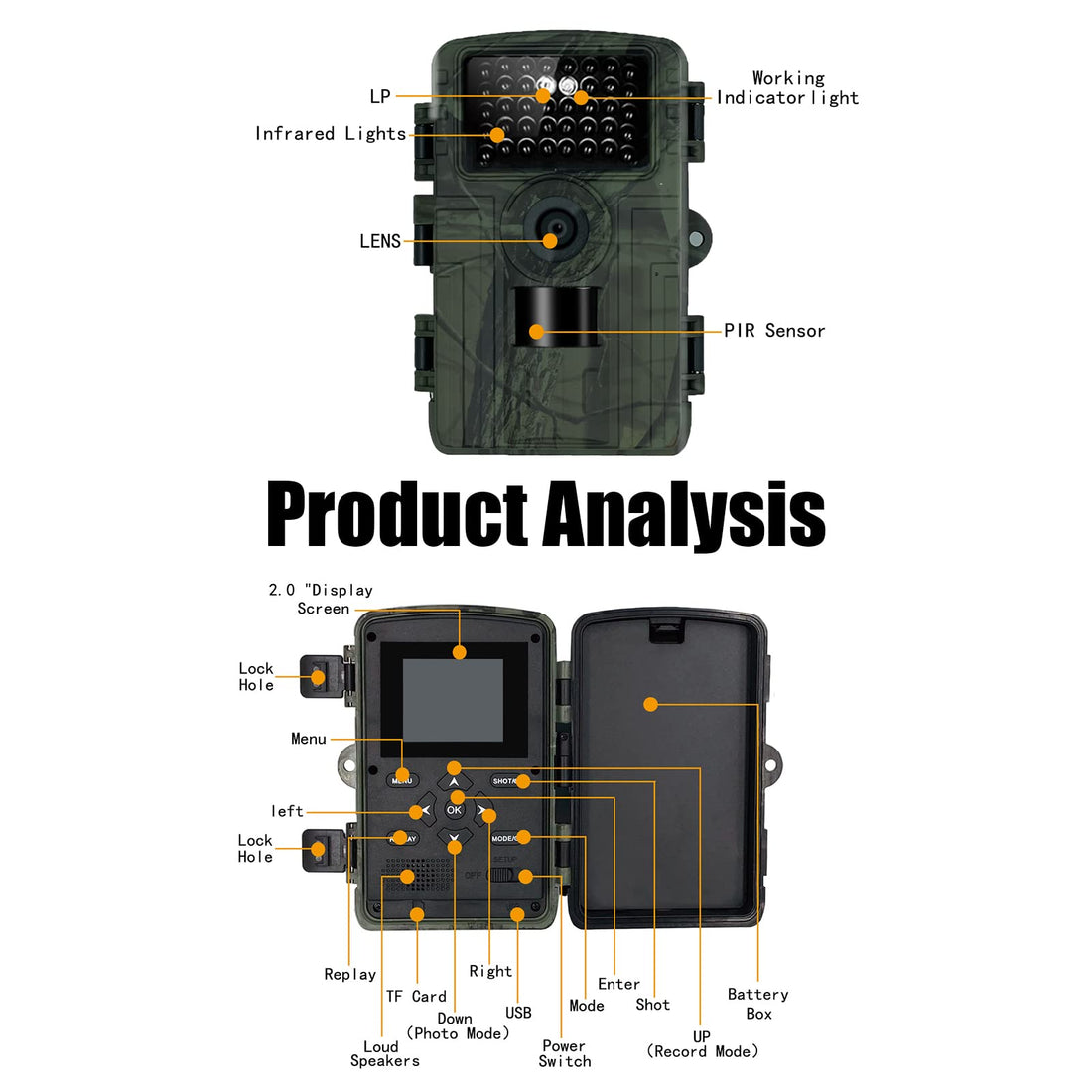 Caméra de surveillance Garvee Wildlife Camera 32MP 1080P WiFi IP66 étanche pour la chasse en extérieur avec vision nocturne (noire)