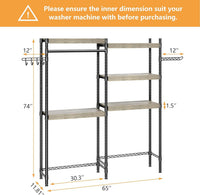Étagère à lave-linge Garvee 30 pouces à 5 niveaux avec double couche, étagères en bois pour salle de bain et balcon, réglable, gris/noir