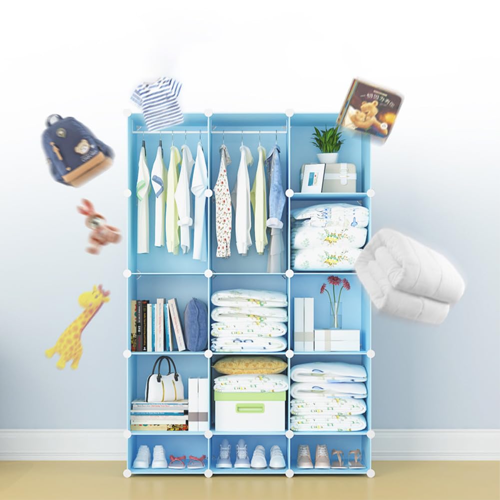 Organisateur de garde-robe modulaire Garvee pour enfants, 12 cubes, rose, à monter soi-même, pour chambre et couloir, gain de place, robuste et polyvalent