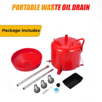 Réservoir de vidange d'huile portable Garvee de 8 gallons avec entonnoir réglable et roues pour atelier, acier, noir