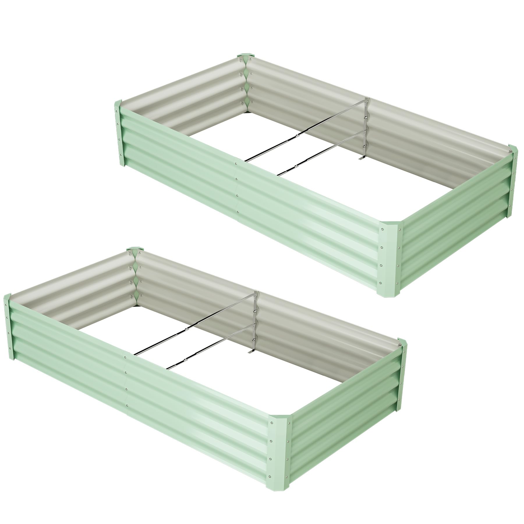 Ensemble de 2 bacs de jardin surélevés galvanisés Garvee, 137 x 61 x 30 cm, en métal avec bords caoutchoutés, pour balcon et jardin, épaisseur 0,5 mm, robustes.