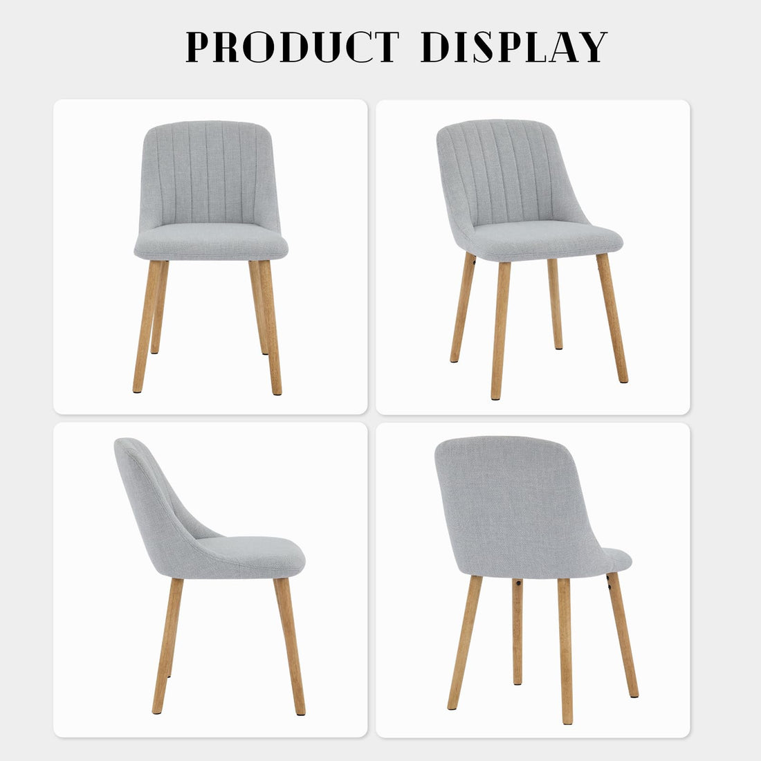 Ensemble de 2 chaises de salle à manger Garvee avec revêtement en tissu moderne, dossier ergonomique, structure en chêne massif, pieds antidérapants, supporte jusqu'à 136 kg (300 lb), coloris neutre. Idéales pour la cuisine et la salle à manger.