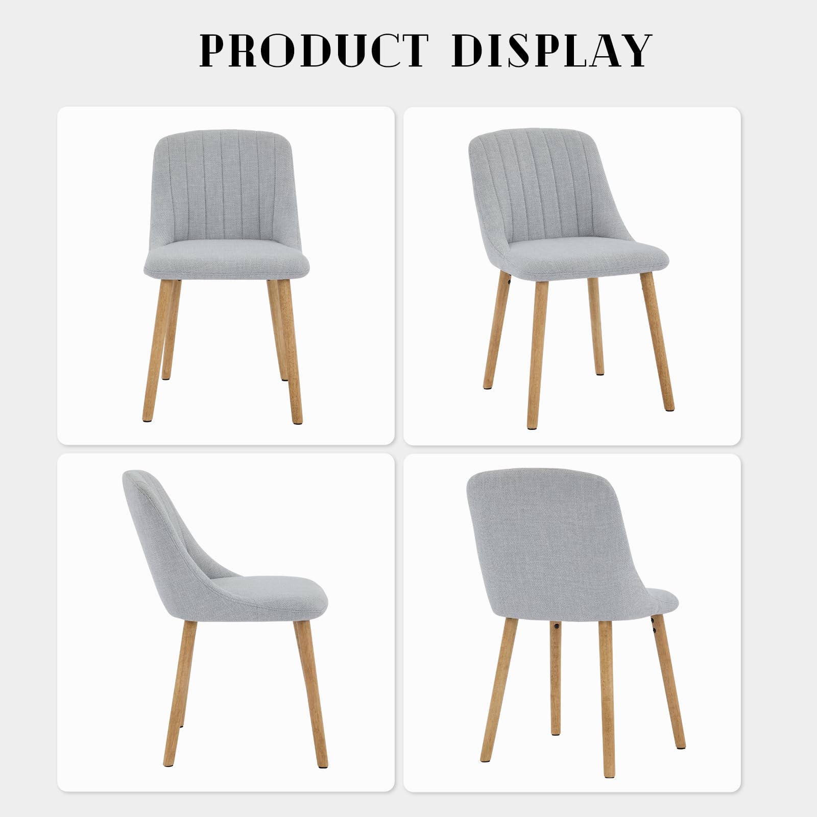 Garvee Ensemble de 2 chaises de salle à manger avec revêtement en tissu moderne, dossier ergonomique, structure en chêne massif, pieds antidérapants, supporte jusqu'à 136 kg, coloris neutre. Idéales pour la cuisine et la salle à manger.