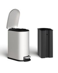 Poubelle de cuisine Garvee 50 L (13 gal) en métal avec couvercle, antirouille, fermeture amortie, idéale pour les petites cuisines, blanche, compacte, avec poignée