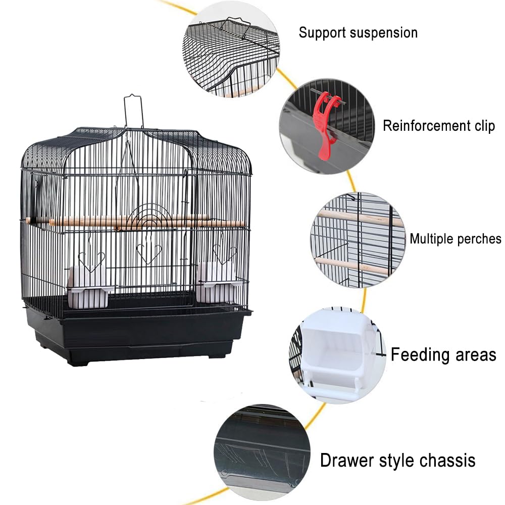 Cage de transport Garvee pour petits oiseaux avec structure métallique, plateau de fond amovible, portable, pour canaris et perruches, compacte, transparente