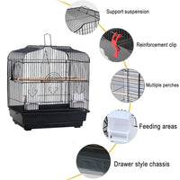 Cage de transport Garvee pour petits oiseaux avec structure métallique, plateau de fond amovible, portable, pour canaris et perruches, compacte, transparente