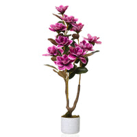 Arbre à orchidées artificielles Yulan Garvee 95 cm (37,4 po) avec fleurs et feuilles en PEVA, entretien facile, pot blanc, décoration d'intérieur et de mariage
