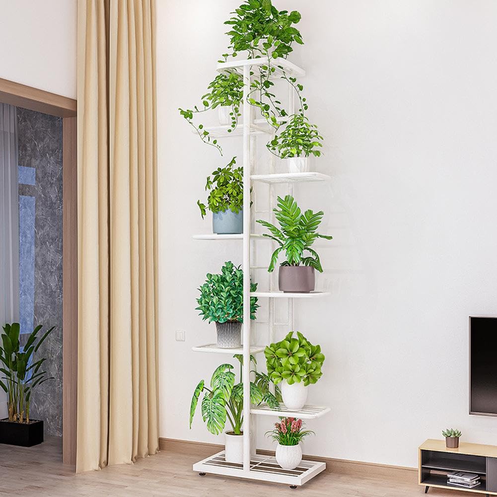 Garvee étagère à plantes d’angle 8 niveaux en métal antirouille, jardin, balcon et salon, noir