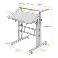 Garvee Bureau assis-debout mobile 60 × 60 × 70-110 cm, hauteur réglable, plateau inclinable, 4 roulettes, idéal maison et bureau, blanc