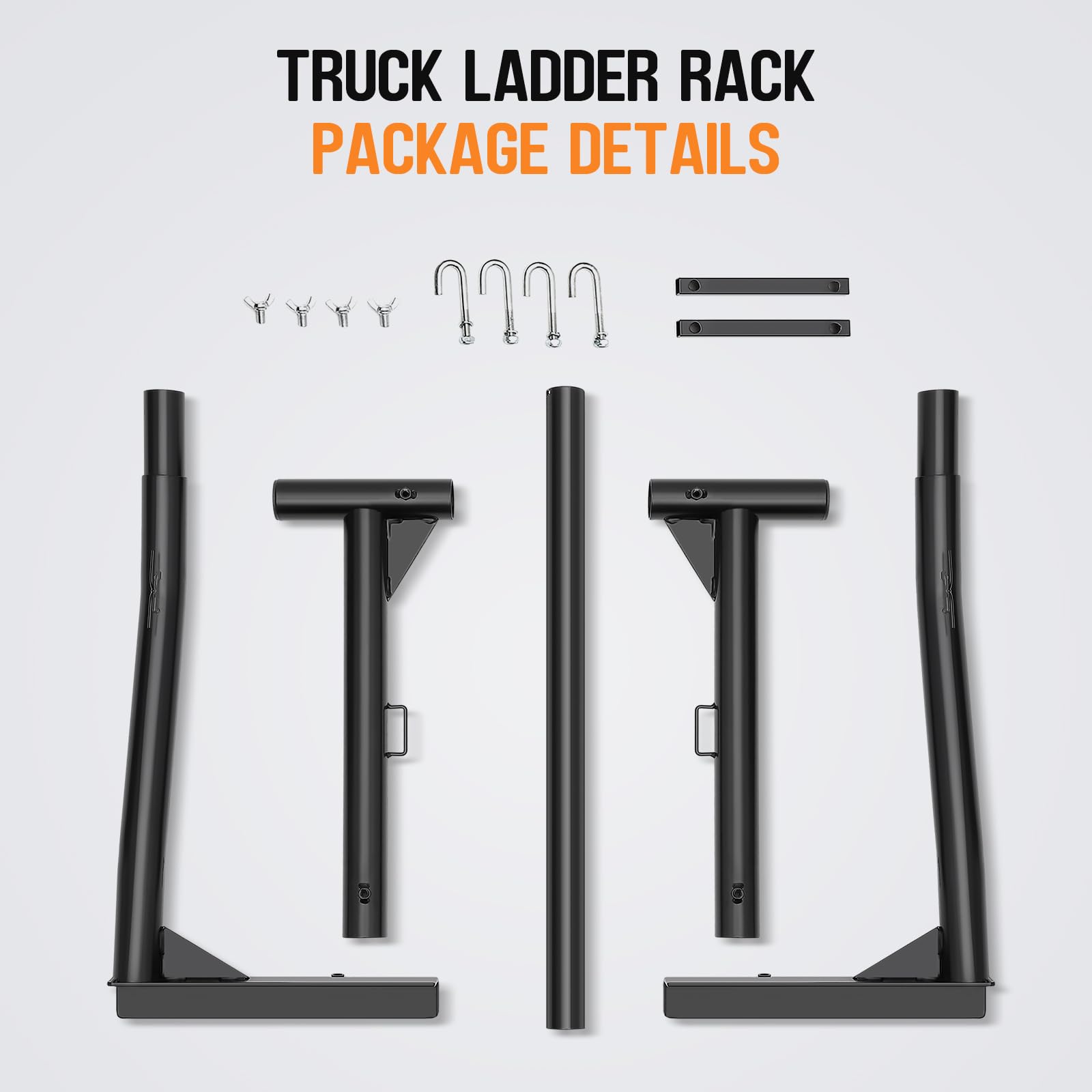 Porte-échelle Garvee réglable en acier robuste pour camionnettes, capacité de 363 kg (800 lb), extensible sans perçage, noir, pour le transport extérieur.