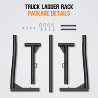 Porte-échelle Garvee réglable en acier robuste pour camionnettes, capacité de 363 kg (800 lb), extensible sans perçage, noir, pour le transport extérieur.