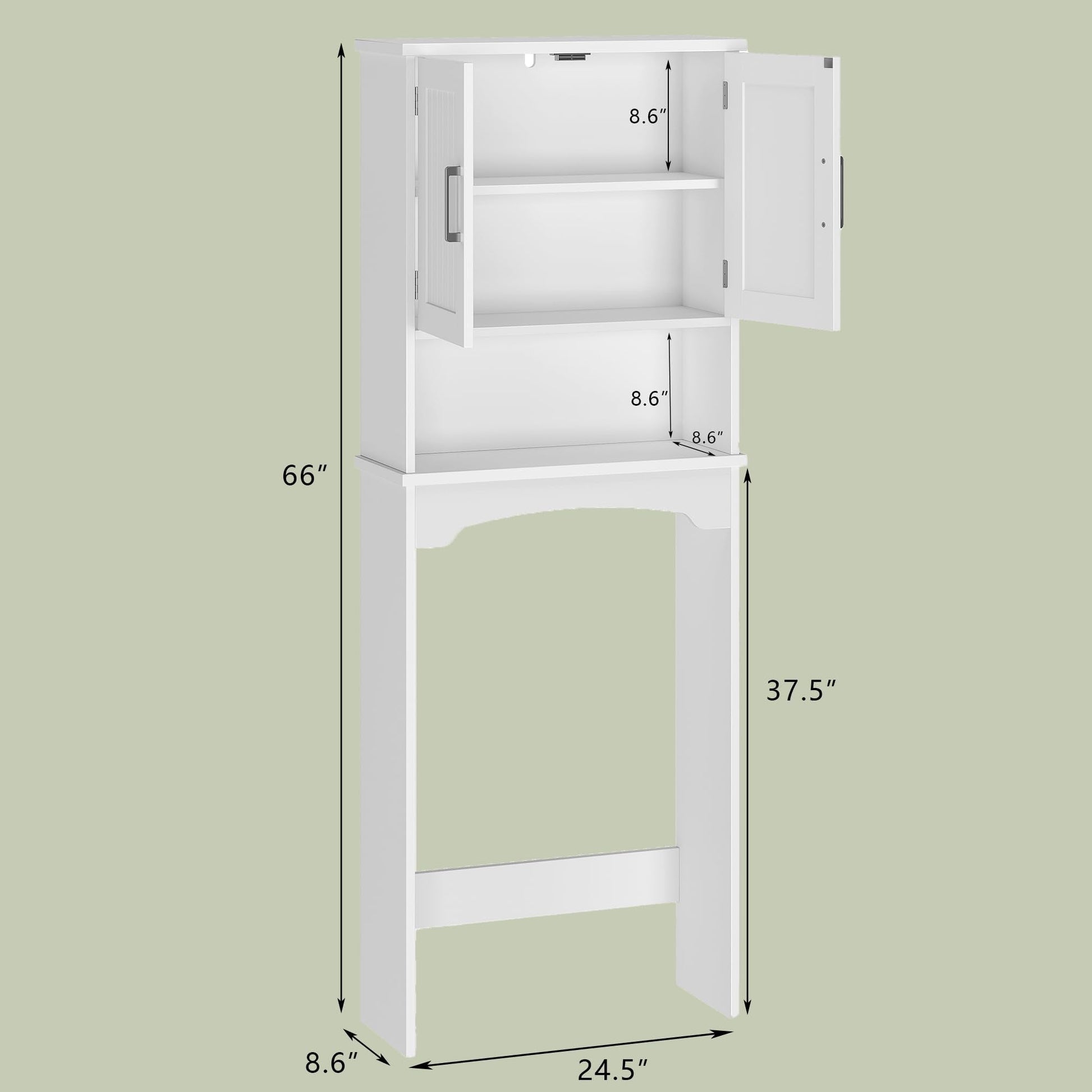 Meuble de rangement Garvee à suspendre au-dessus des toilettes, en MDF avec double porte et protection anti-basculement, pour salle de bain et buanderie, blanc, gain de place, polyvalent